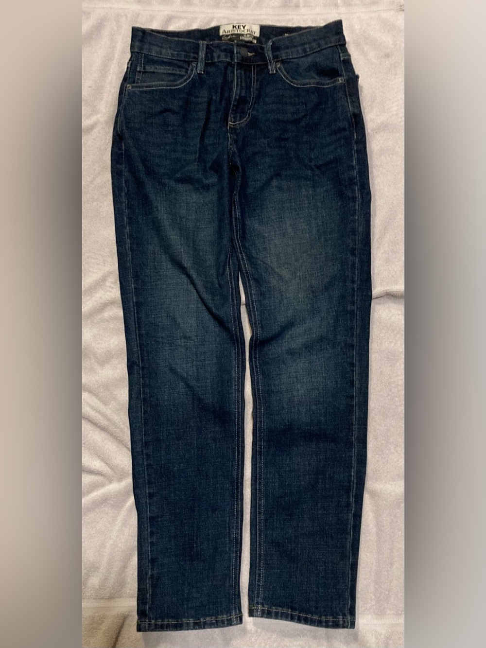 Key Apparel Aristocrat Dark Wash Slum Fit Straight Leg Jeans W29 L32 - Navy Blue